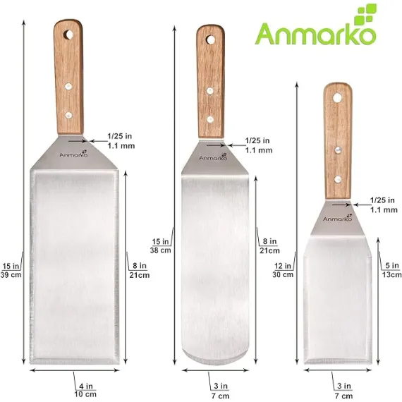 Anmarko Paslanmaz Çelik Metal Spatula Seti, 3 image Anmarko Paslanmaz Çelik Metal Spatula Seti, 3 image
