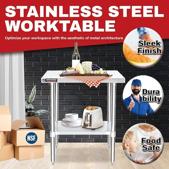DuraSteel 30x30 Paslanmaz Çelik Çalışma Masası, 2 image DuraSteel 30x30 Paslanmaz Çelik Çalışma Masası, 2 image