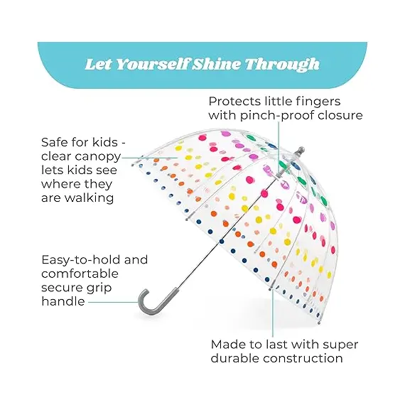 Çocuklar İçin Şeffaf Kabarcık Şemsiye, 2 image